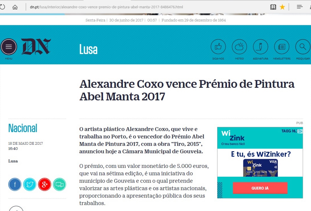 DN – Alexandre Coxo vence Prémio de Pintura Abel Manta