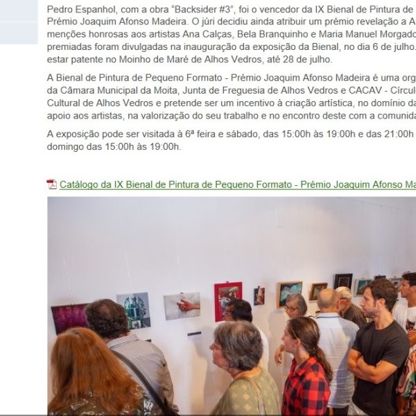 Câmara Municipal da Moita: Prémio Revelação na IX Bienal de Pintura de Pequeno Formato