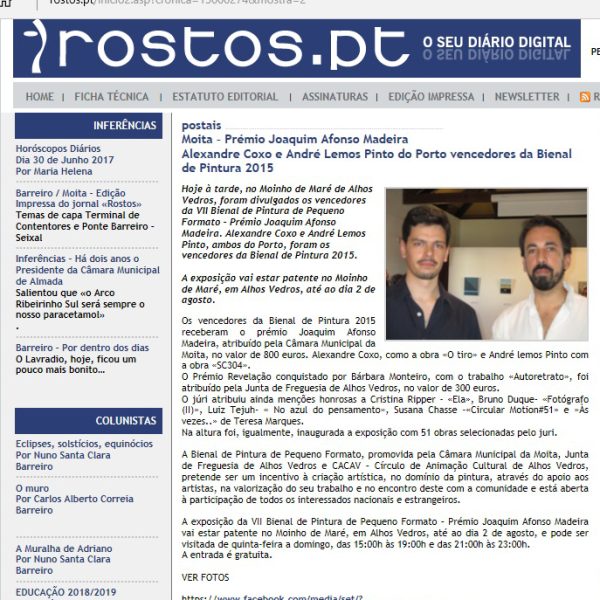 Rostos.pt: Alexandre Coxo e André Lemos Pinto, do Porto, vencedores da Bienal de Pintura 2015